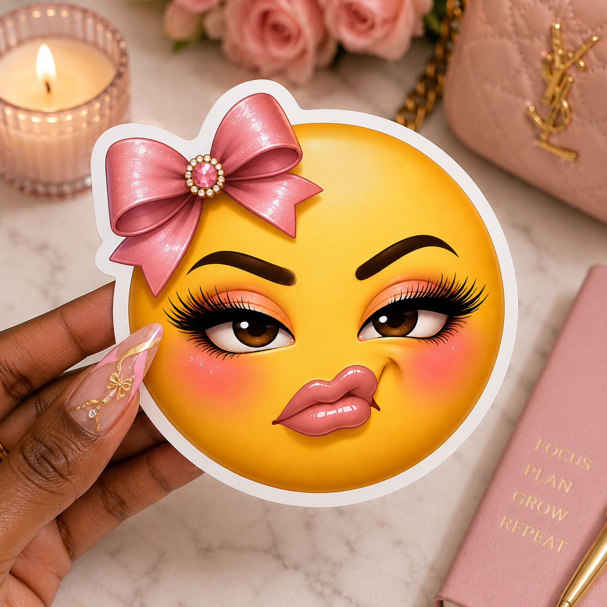 Sassy Pink Bow Emoji Sticker