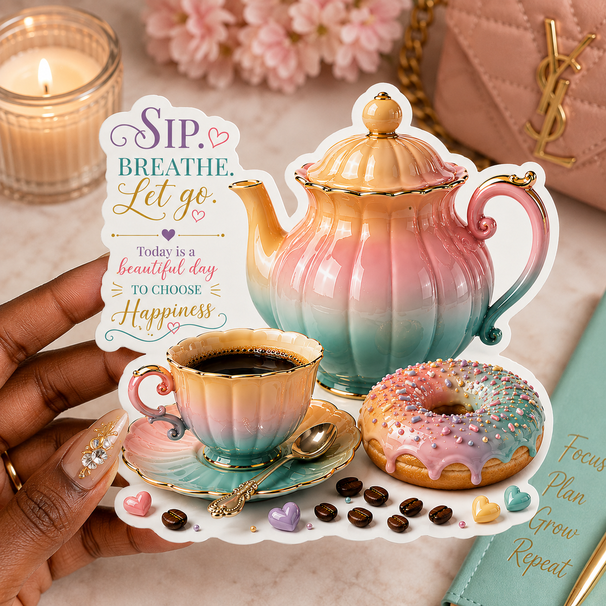 Sip, Breathe, Let Go Sticker