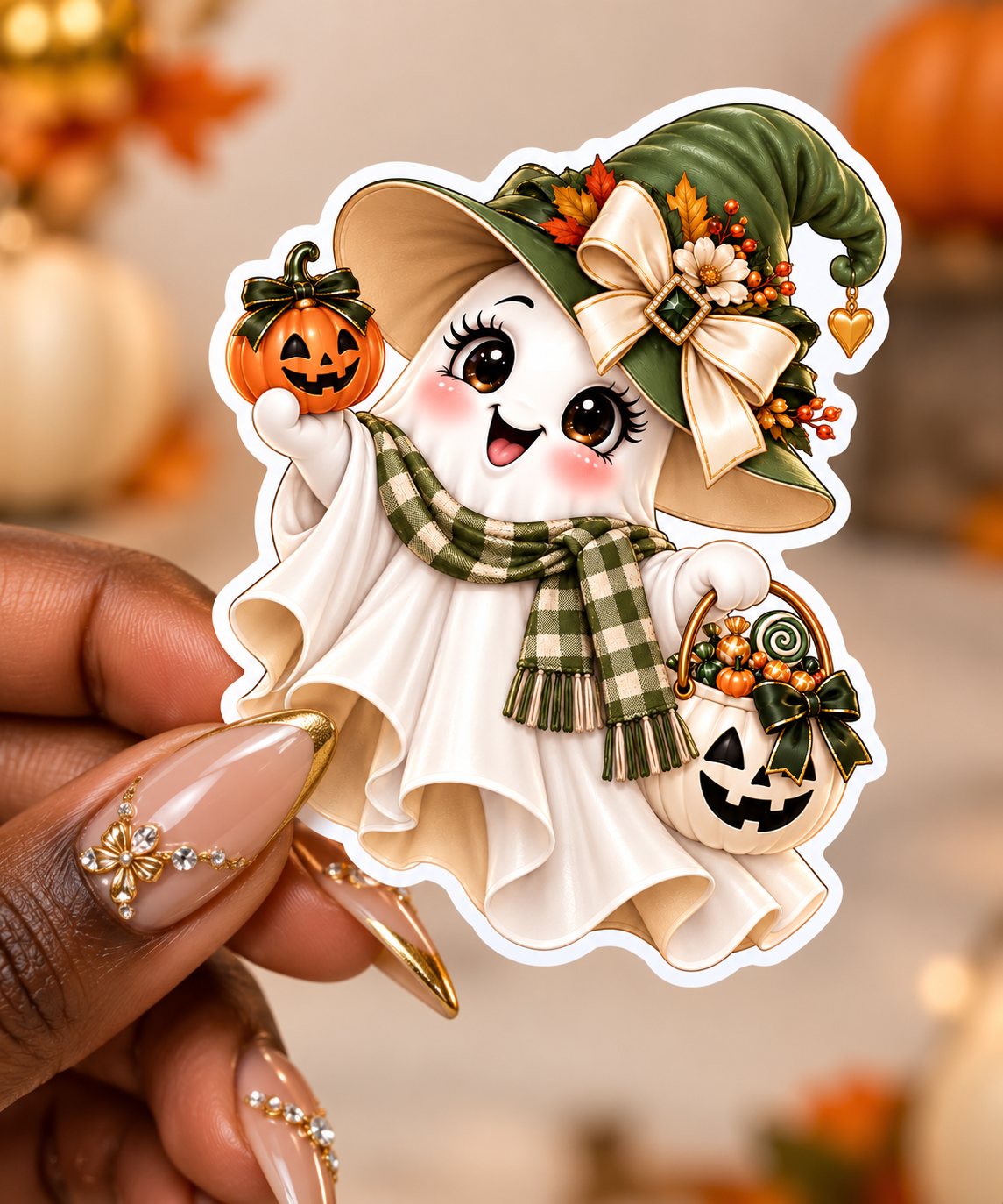 Autumn Witch Ghost Sticker