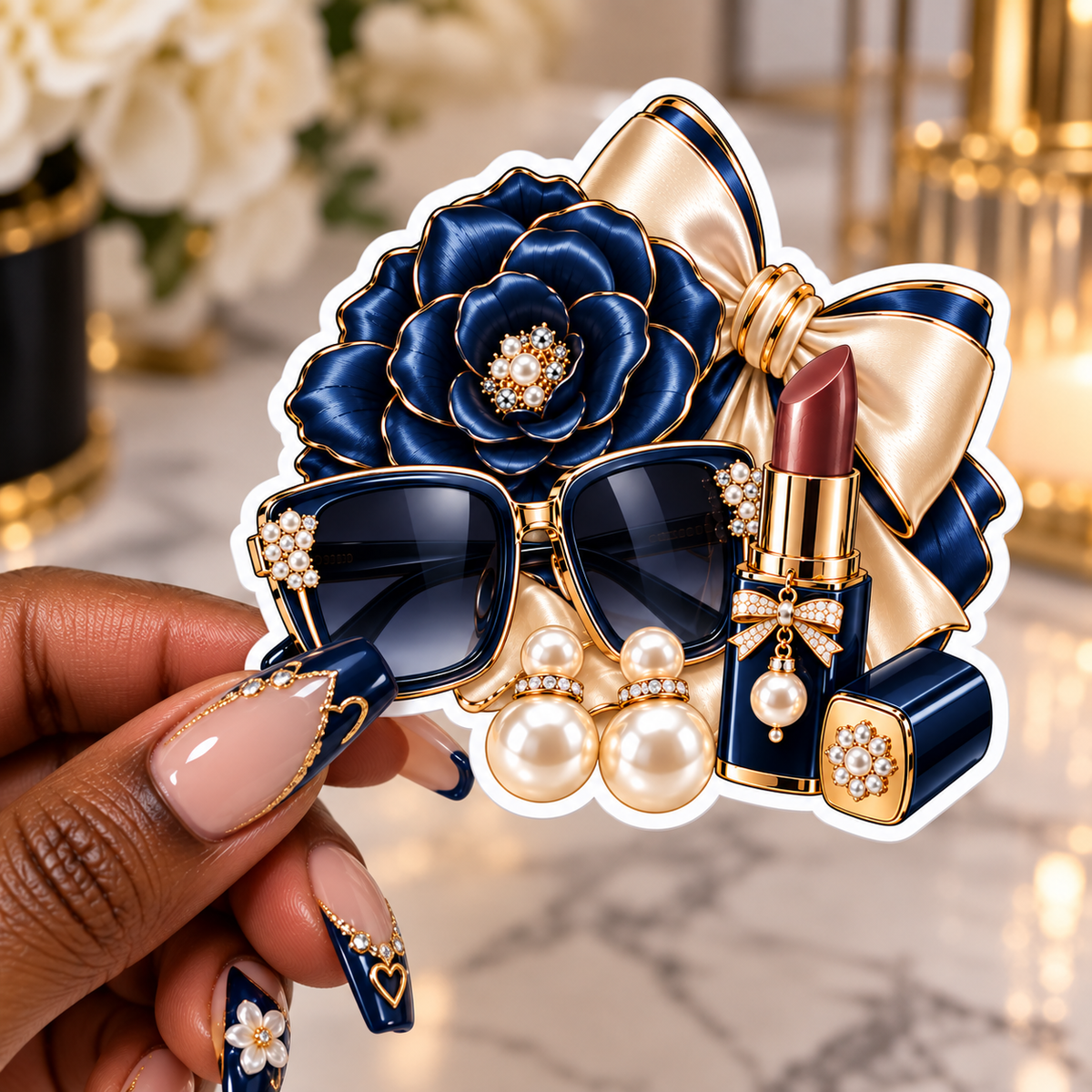 Luxury Navy & Gold Beauty Sticker