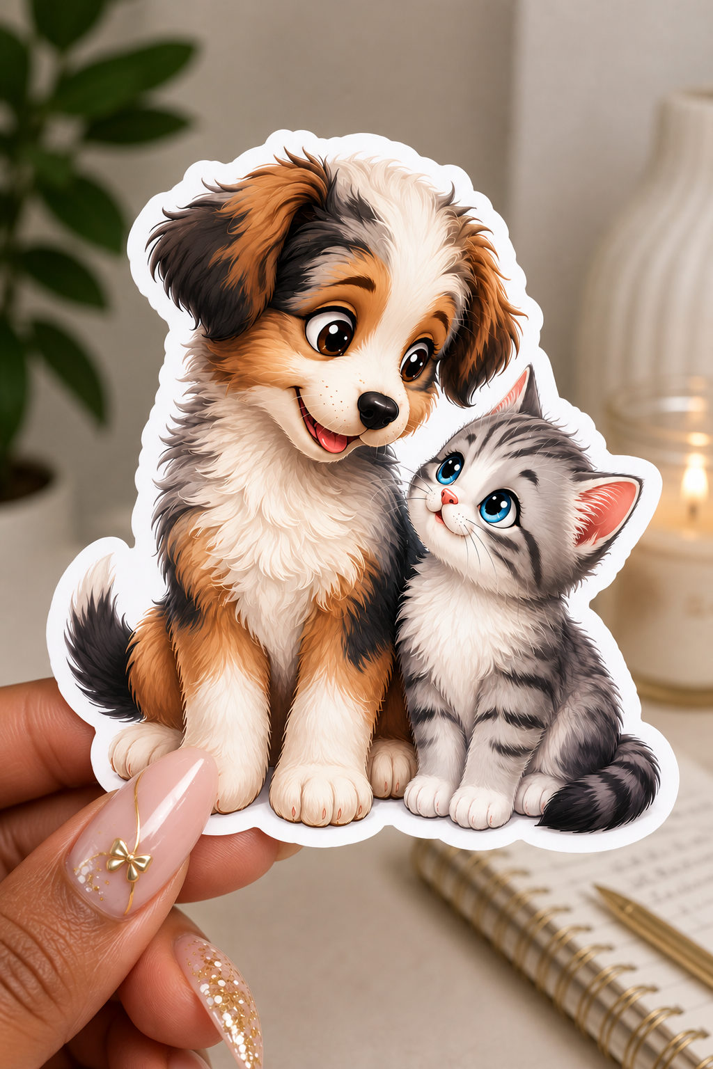 Puppy & Kitten Friendship Sticker