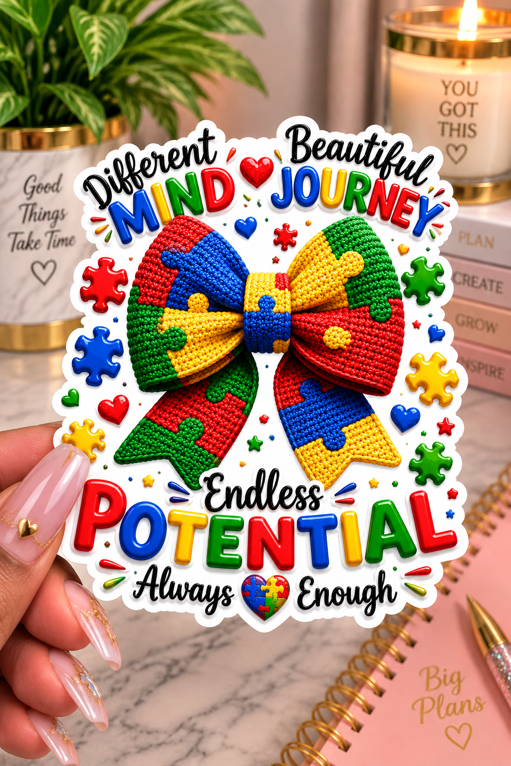 Different Mind, Beautiful Journey – Crochet Sticker