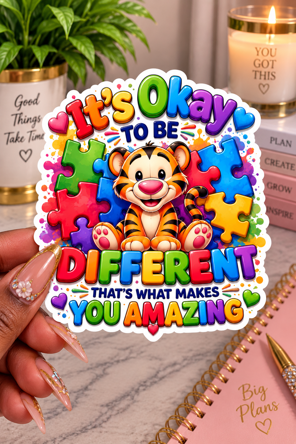 It’s Okay to Be Different – Inspirational Tiger Sticker