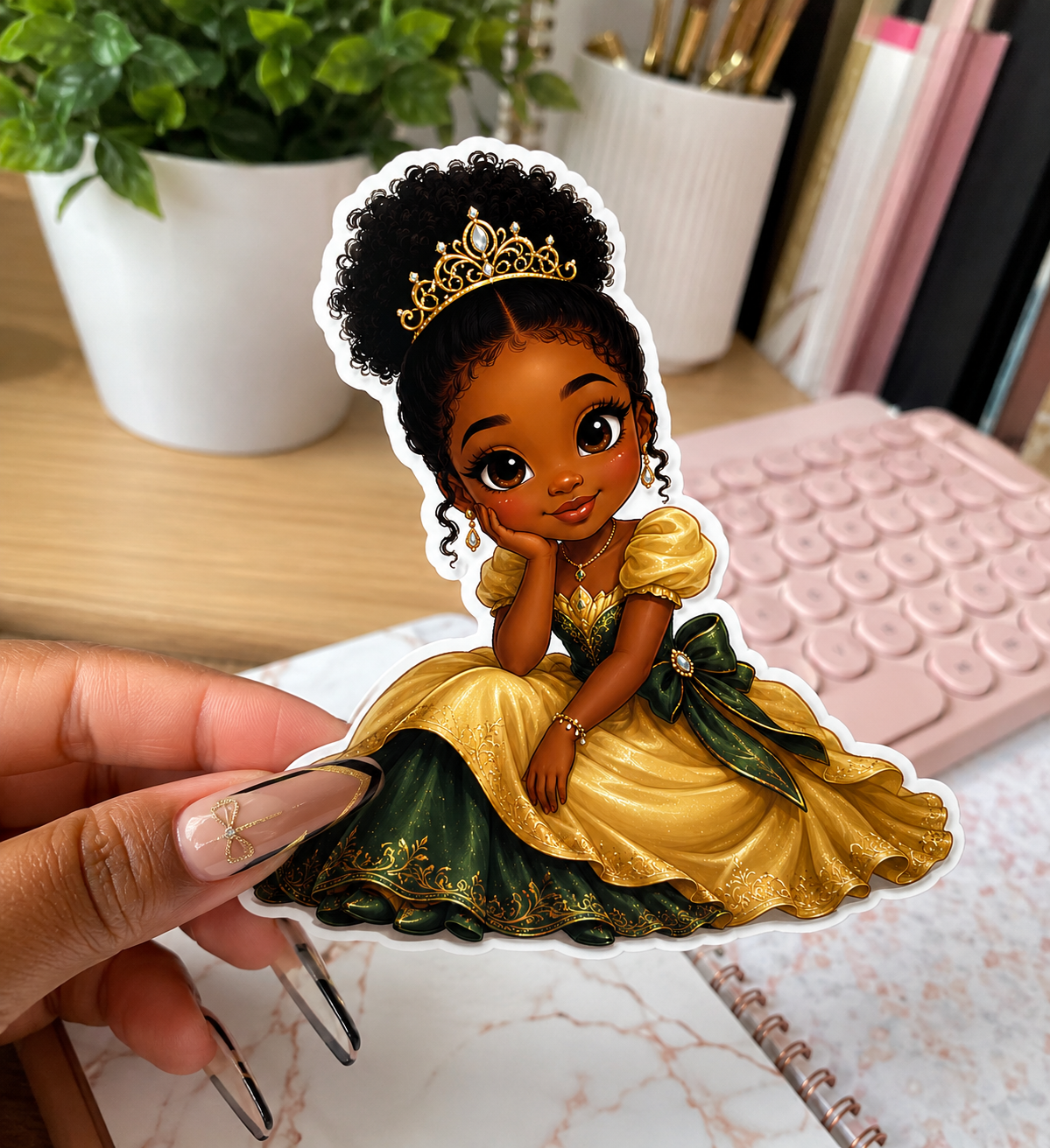Little Princess in Green & Gold Sticker