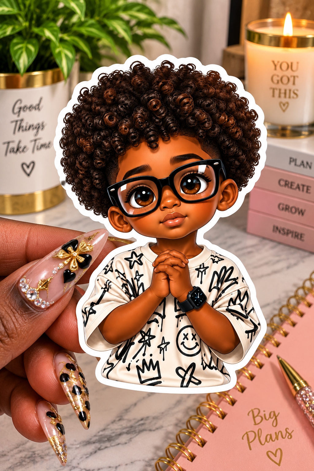 Prayerful Little King – Adorable Inspirational Sticker