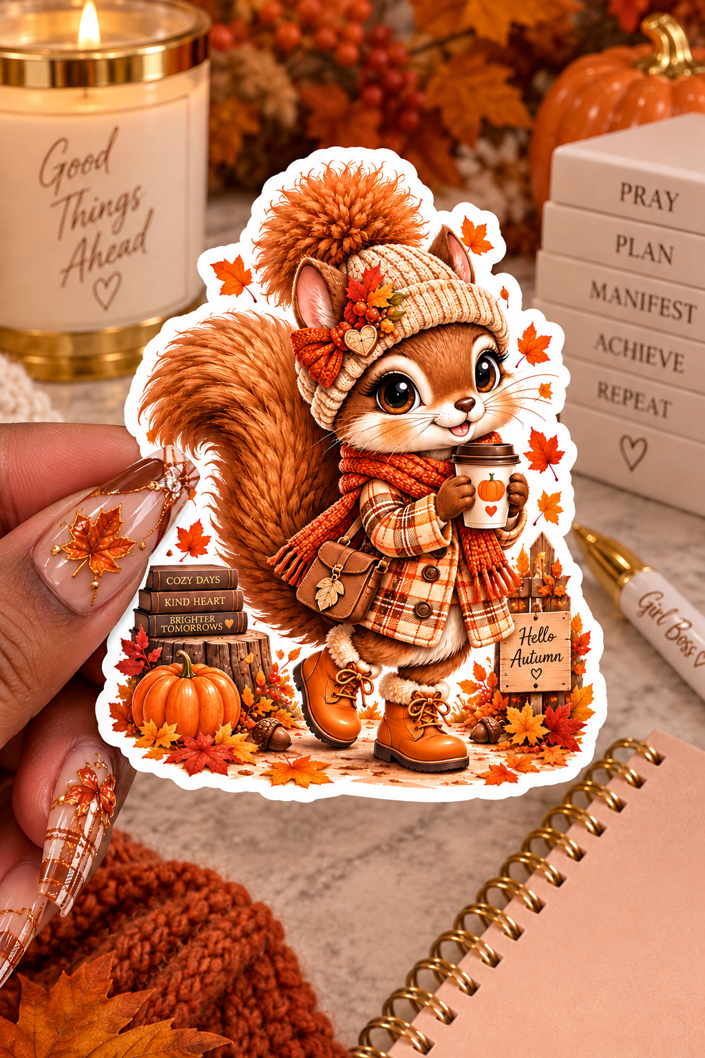 Cozy Autumn Squirrel Sticker