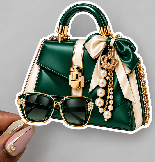 Luxury Emerald Handbag & Sunglasses Sticker