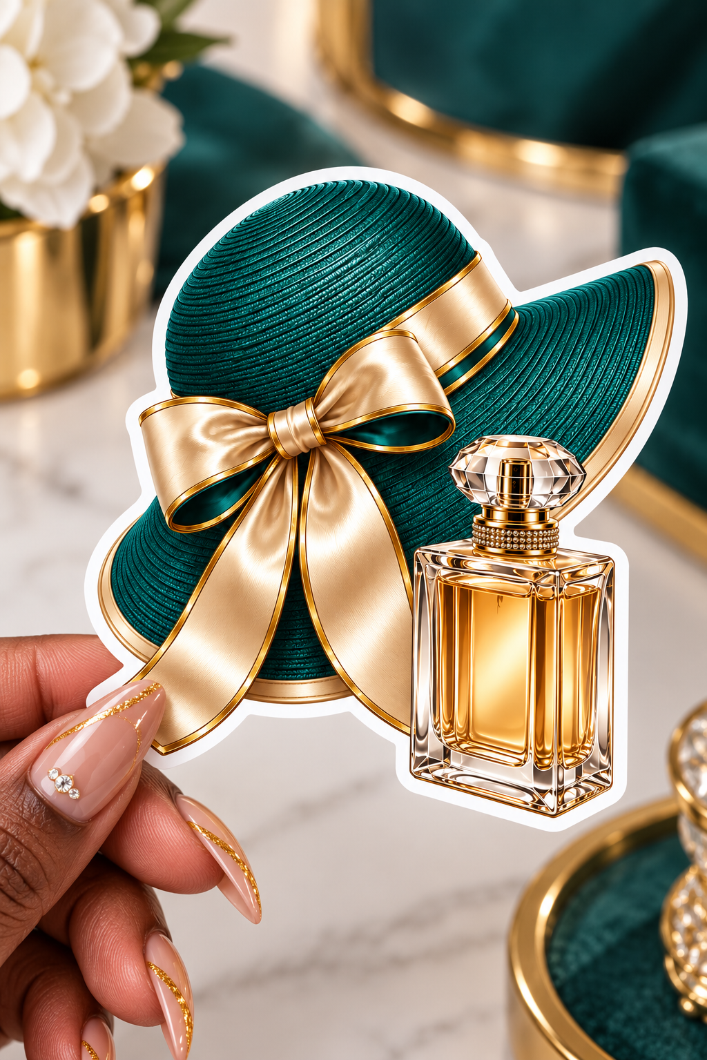 Luxury Teal & Gold Glamour Sticker