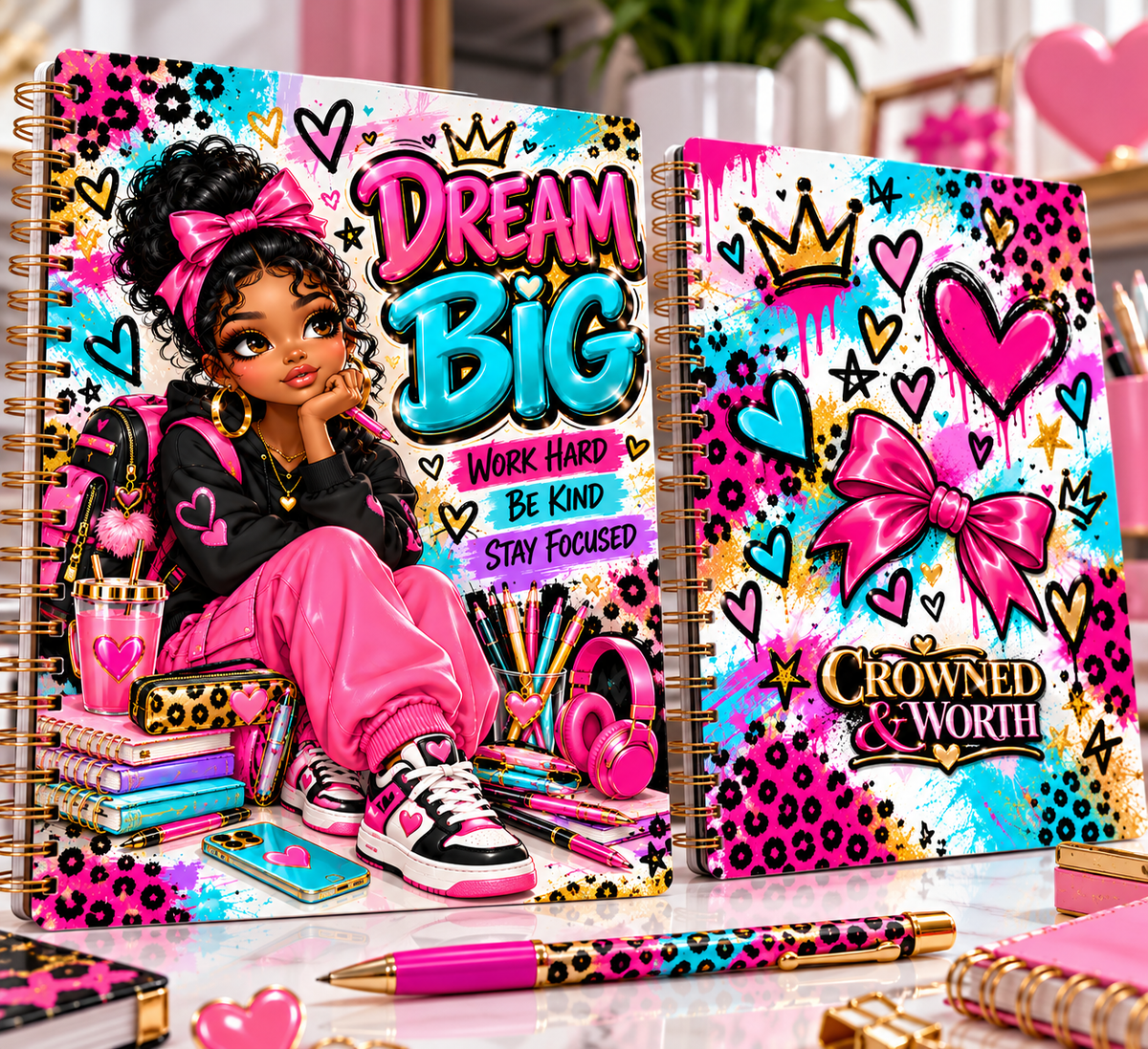 Dream Big Colourful Notebook Cover Set – Front & Back
