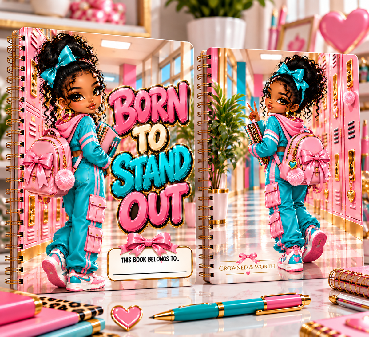 Born to Stand Out Colourful Notebook Cover Set – Front & Back