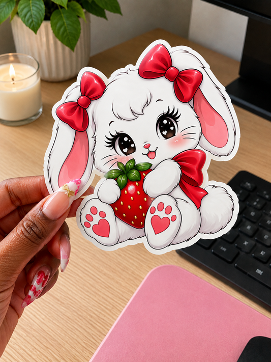 Cute Strawberry Bunny Sticker