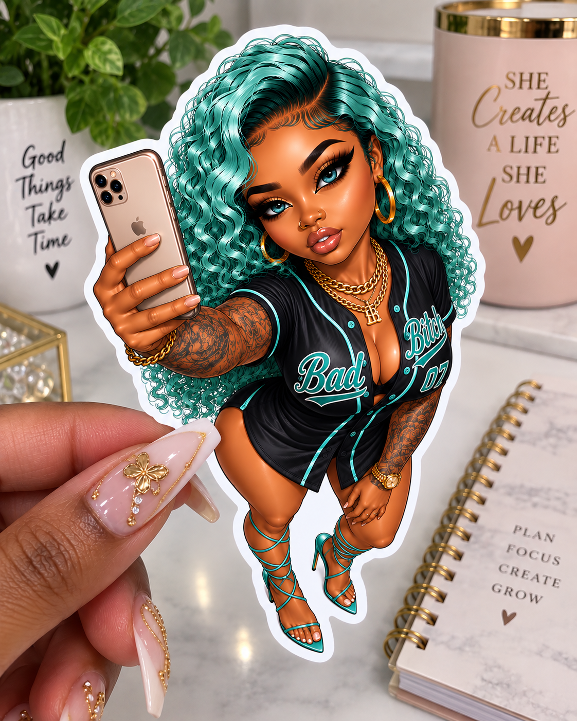 Teal Baddie Sticker