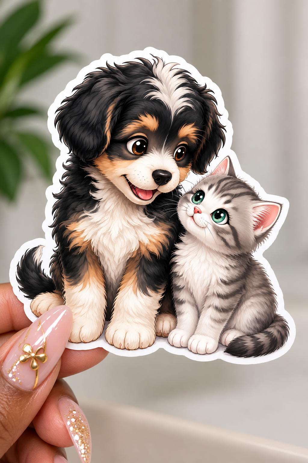 Puppy & Kitten Best Friends Sticker
