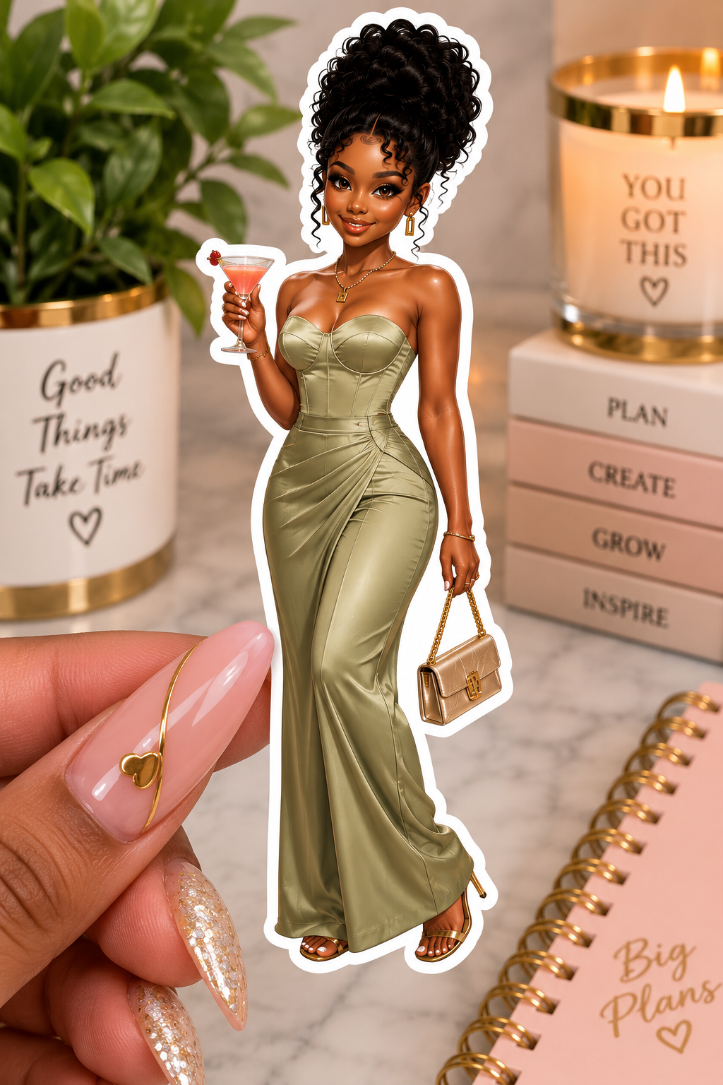 Elegant Olive Green  Luxury Fashion Sticker