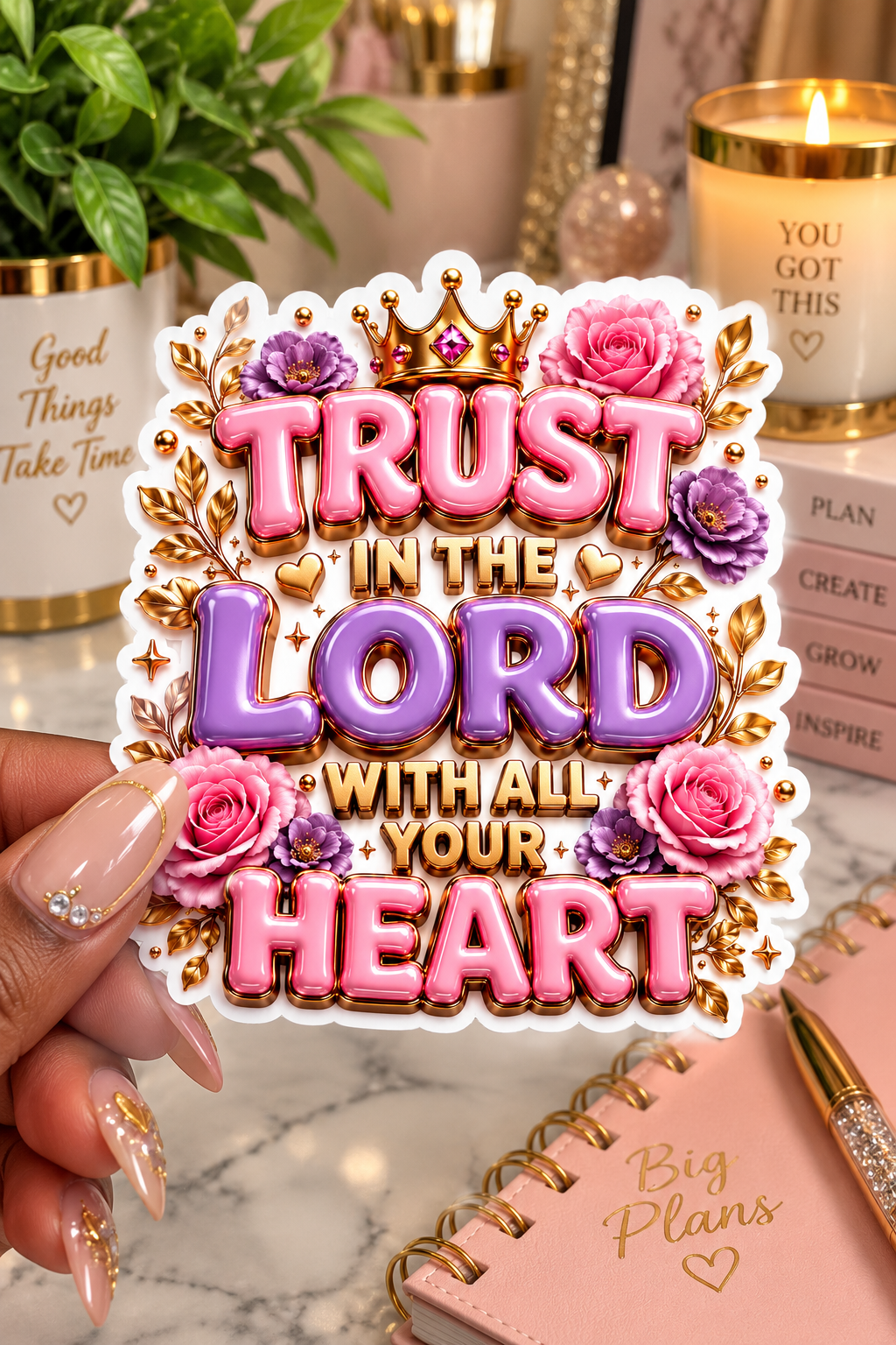 Trust in the Lord – Faith & Floral Statement Sticker