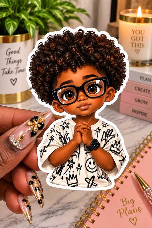 Prayerful Little King – Adorable Inspirational Sticker