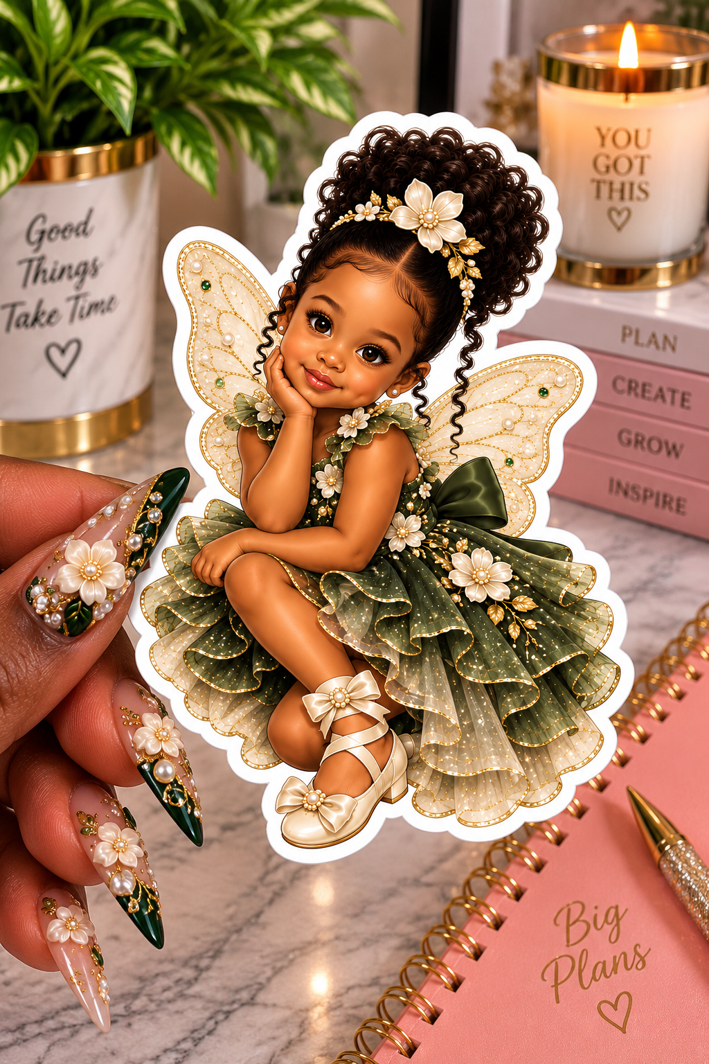 Elegant Green Butterfly Fairy Sticker