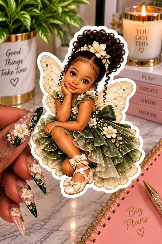 Elegant Green Butterfly Fairy Sticker