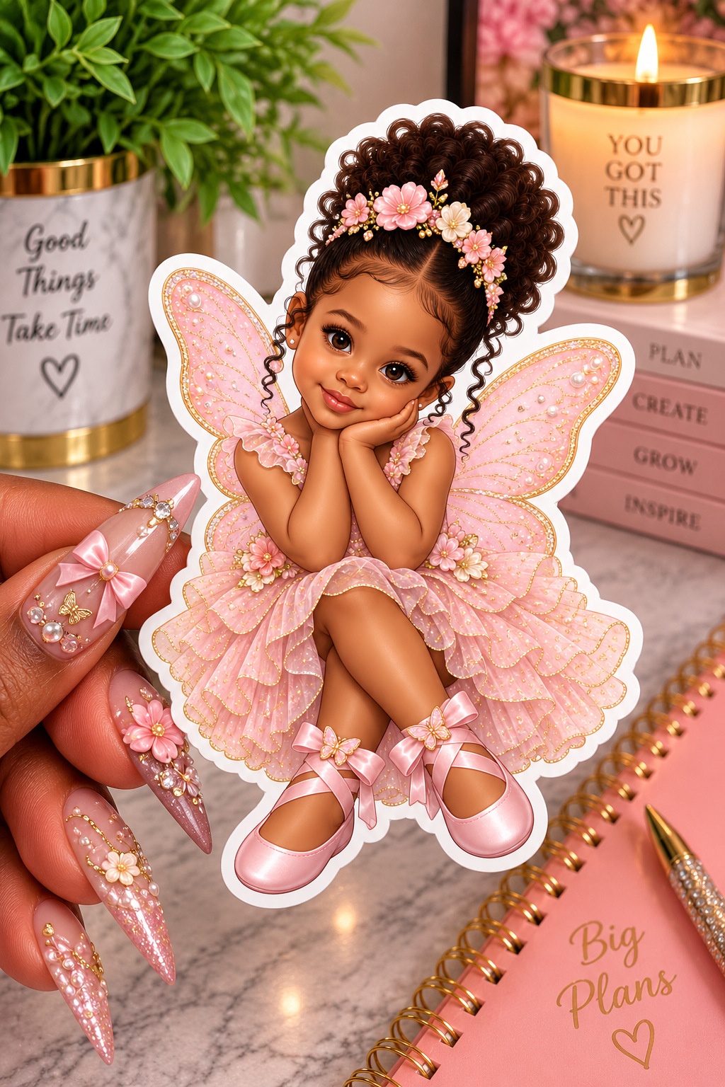Pink Butterfly Fairy Sticker