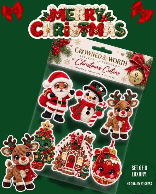 Christmas Crochet Cuties Sticker Collection – 6-Piece Festive Sticker Set